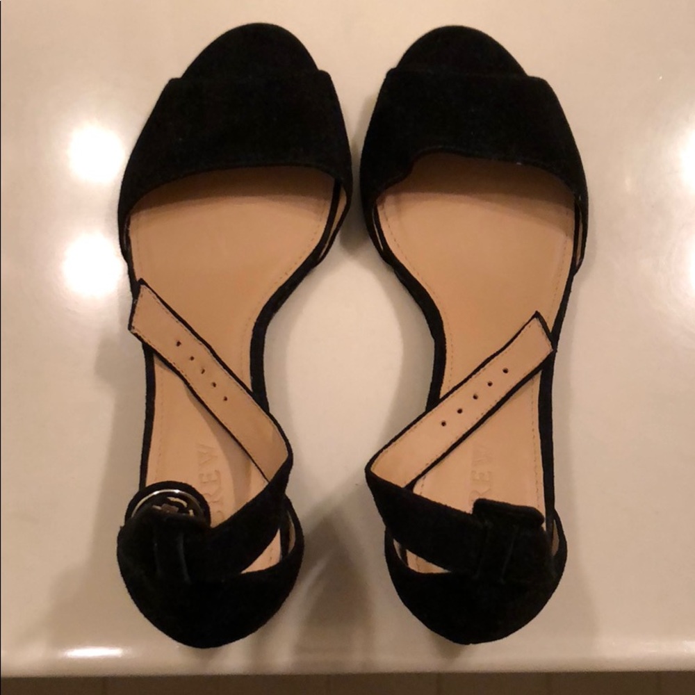 J. Crew black wedge suede sandals